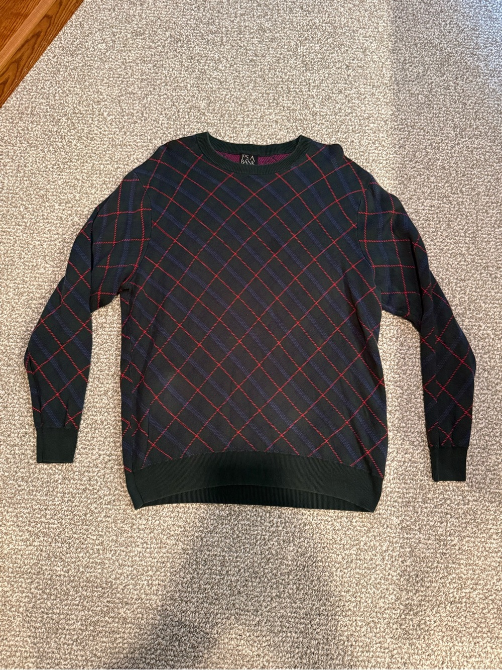 Joseph A Bank Green Argyle Diamond Pattern Sweater